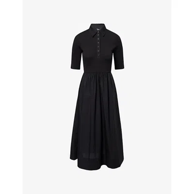 Me And Em Womens  Mixed Short-sleeves Stretch-cotton Maxi Dress In Black