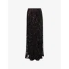 Me And Em And Em Womens Black Sequin-embellished Mesh-overlay Maxi Skirt In Black
