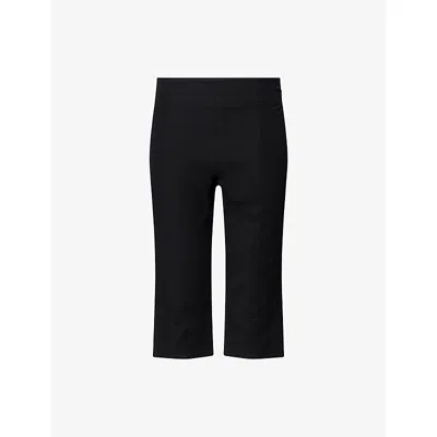 Me And Em And Em Womens Black Slim-fit Cropped Stretch-cotton Capri Trousers