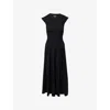 Me And Em Womens  Slub Smock Bodice Cotton-jersey Maxi Dress In Black