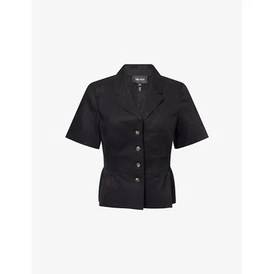 Me And Em And Em Womens Black Soft Sculpt Crease-less Linen-blend Shirt