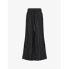 Me And Em And Em Womens Black Stone Striped Relaxed-fit Woven Trousers In Black