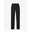 Me And Em Womens Black Straight-leg Mid-rise Wool-blend Trousers In Black