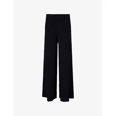 Me And Em And Em Womens Black Textured Palazzo Cotton-blend Trousers