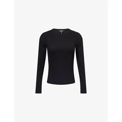 Me And Em And Em Womens Black Ultimate Ribbed Long-sleeve Stretch-cotton Top