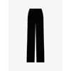 Me And Em Womens  Wide-leg Velour Palazzo Trousers In Black