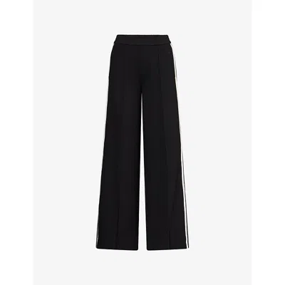 Me And Em Womens  Side-stripe Wide-leg Stretch-jersey Jogging Bottoms In Black