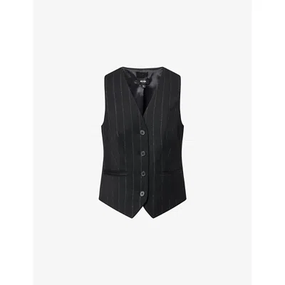 Me And Em Womens  Metallic Pinstripe Woven Vest In Animal Print