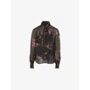 Me And Em And Em Womens Floral Long-sleeves Woven Blouse Black/multi In Black
