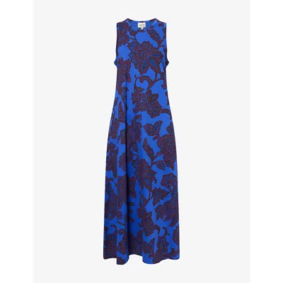 Me And Em And Em Womens Blue Multi Floral Sleeveless Cotton Maxi Dress