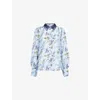 Me And Em And Em Womens Moonbeam Floral Cotton And Silk Blouse Blue/multi In Blue