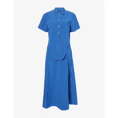 Me And Em And Em Womens Blue/white 2-in-1 Fluid Stripe Woven Midi Dress