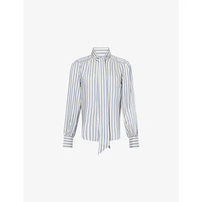 Me And Em Womens  Pinstripe Neck-tie Woven Shirt In Multi