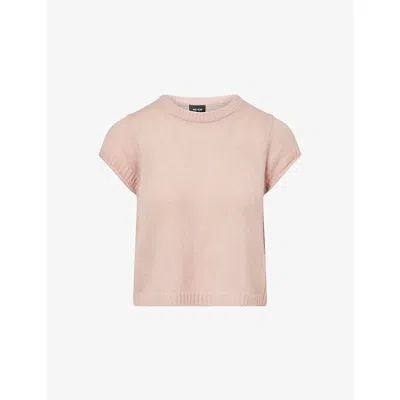 Me And Em Womens  Capped-sleeve Merino Wool And Cashmere-blend Top In Pink