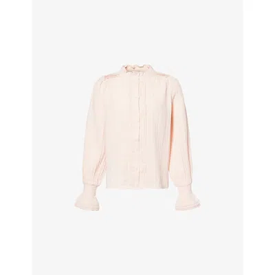 Me And Em And Em Womens Blush Pink Pleat Summer Cheesecloth Cotton Blouse