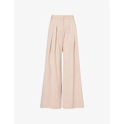 Me And Em Womens  Pleat-front Wide-leg Wool-blend Trousers In Pink