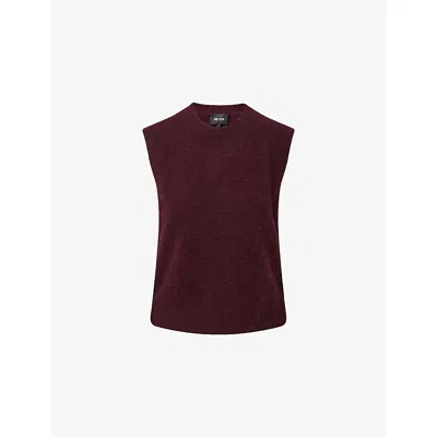 Me And Em And Em Womens Bordeaux Red Brushed Round-neck Stretch-wool Blend Vest In Burgundy