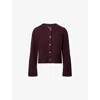 Me And Em And Em Womens Bordeaux Red Cropped Round-neck Wool And Cashmere Cardigan In Burgundy