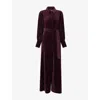 Me And Em And Em Womens Bordeaux Velour Belted Cotton-blend Jumpsuit In Brown