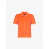 Me And Em And Em Womens Towelling Boxy-fit Cotton Blend Shirt Bright Papaya Orange