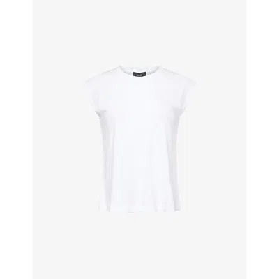 Me And Em And Em Womens Bright White Cap-sleeves Round-neck Cotton-jersey T-shirt