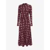 Me And Em And Em Womens Burgundy Multi Twisted Draped Stretch-woven Maxi Dress In Multi