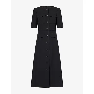 Me And Em And Em Womens Button-front Tailored Woven Midi Dress Black