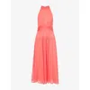 Me And Em Womens  Halterneck Silk Midi Dress In Camellia Pink
