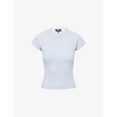 Me And Em And Em Womens Ultimate Ribbed Stretch-cotton T-shirt Chambray Blue