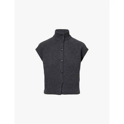 Me And Em Womens  High-neck Merino-wool And Cashmere Vest In Gray