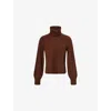 Me And Em And Em Womens Chestnut Brown Balloon-sleeve Removable Neck-collar Cashmere Jumper In Brown