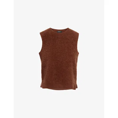Me And Em And Em Womens Chestnut Brown Brushed Cashmere Straight Knit Vest Xs
