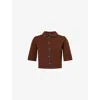Me And Em And Em Womens Chestnut Brown Classic-collar Ribbed Wool-and-cashmere Cardigan Xs In Brown
