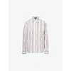 Me And Em And Em Womens Chocolate Brown/soft Summer Stripe Cotton Beach Shirt