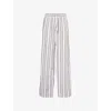 Me And Em And Em Womens Chocolate Brown/soft Summer Stripe Cotton Beach Trousers