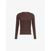 Me And Em And Em Womens Chocolate Melange Ultimate Ribbed Long-sleeve Stretch-cotton Top In Brown