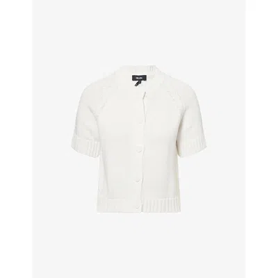 Me And Em And Em Womens Chunky Short-sleeves Cotton-knit Top Soft White Xs