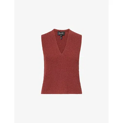 Me And Em And Em Womens Cinnamon Brown Boucle-rib Cotton-blend Knit Top