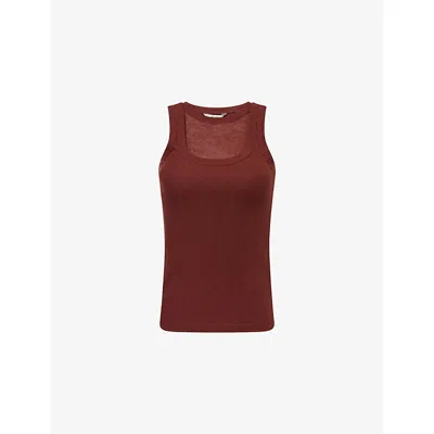 Me And Em And Em Womens Cinnamon Brown Double Layer Slim-fit Knitted Vest Top In Burgundy