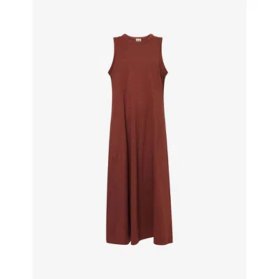 Me And Em And Em Womens Cinnamon Brown Slub Sleeveless Cotton Maxi Dress