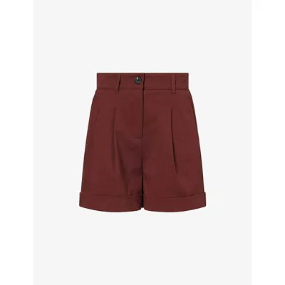Me And Em And Em Womens Cinnamon Brown Tailored Summer Cotton-blend Shorts
