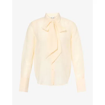 Me And Em And Em Womens Cloud Layering Tie Cotton Silk-blend Shirt Warm Cream