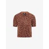 Me And Em And Em Womens Leopard Slim-fit Wool And Cashmere T-shirt Cocoa Brown Multi In Brown