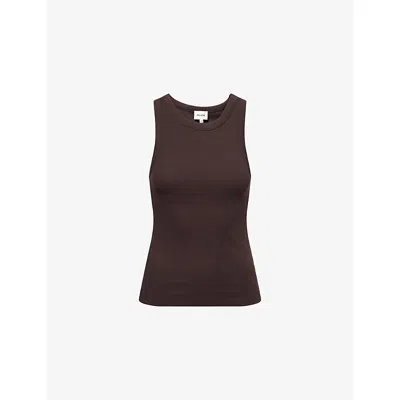 Me And Em And Em Womens Cocoa Brown Perfect Basic Ribbed Stretch-cotton Vest Top