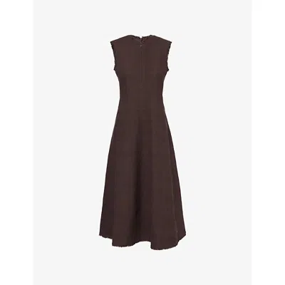 Me And Em Womens  Sleeveless Fit And Flare Boucle Midi Dress In Brown