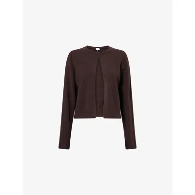 Me And Em And Em Womens Cocoa Brown Slim-fit Knitted Cashmere Cardigan Xs