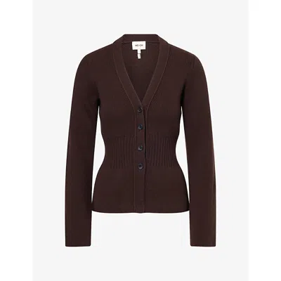 Me And Em And Em Womens Contour Merino-cashmere Wool Cardigan Dark Chocolate Xs In Brown