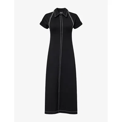 Me And Em And Em Womens Contrast-stitch Fit-and-flare Jersey Midi Dress Black
