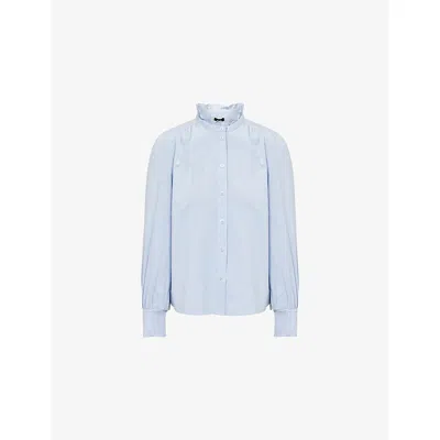 Me And Em And Em Womens Cord Blue Super Soft Micro-cord Cotton-blend Blouse