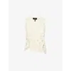 Me And Em And Em Womens Cream Asymmetric Cotton Crochet-knit Vest Top